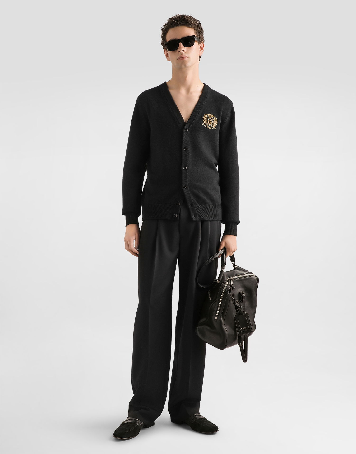Sveter Dolce & Gabbana Embroidered Crest Virgin Wool Cardigan Čierna | GXV01ZJDVG7N0000, 1