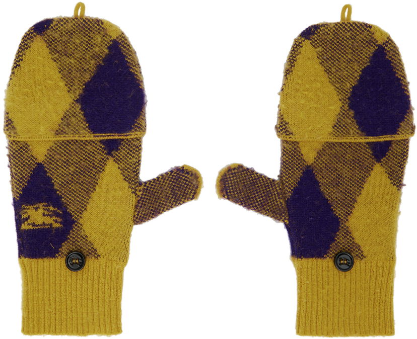 Rukavice Burberry Argyle Wool Mittens Žltá | 8076834