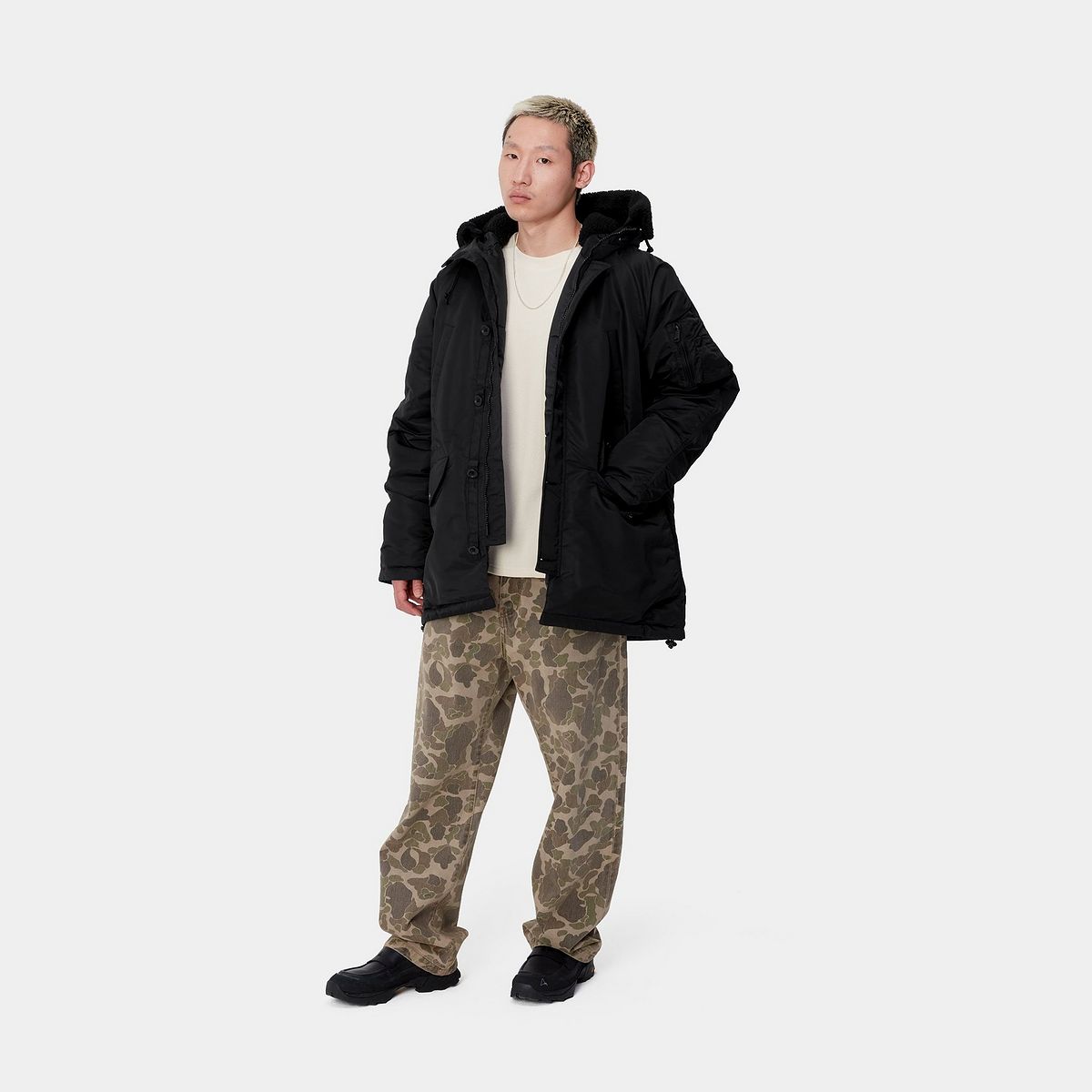 Hooded Parka with Faux-Fur Lining