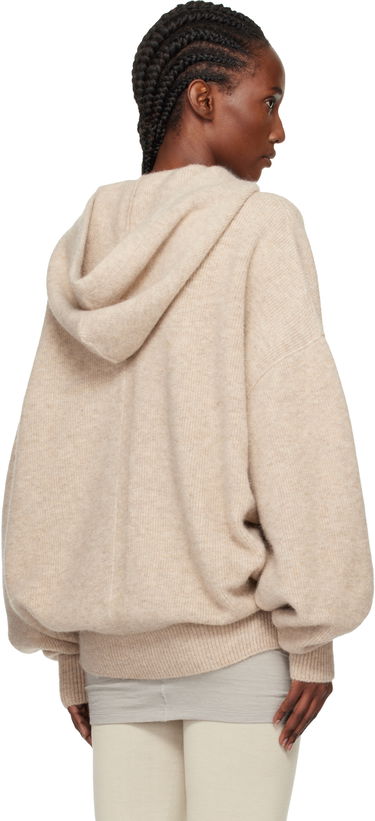 Mikina Rick Owens Concordians Hun Oversized Knitted Hoodie with Kangaroo Pocket Béžová | RO02E4660 KWP, 2