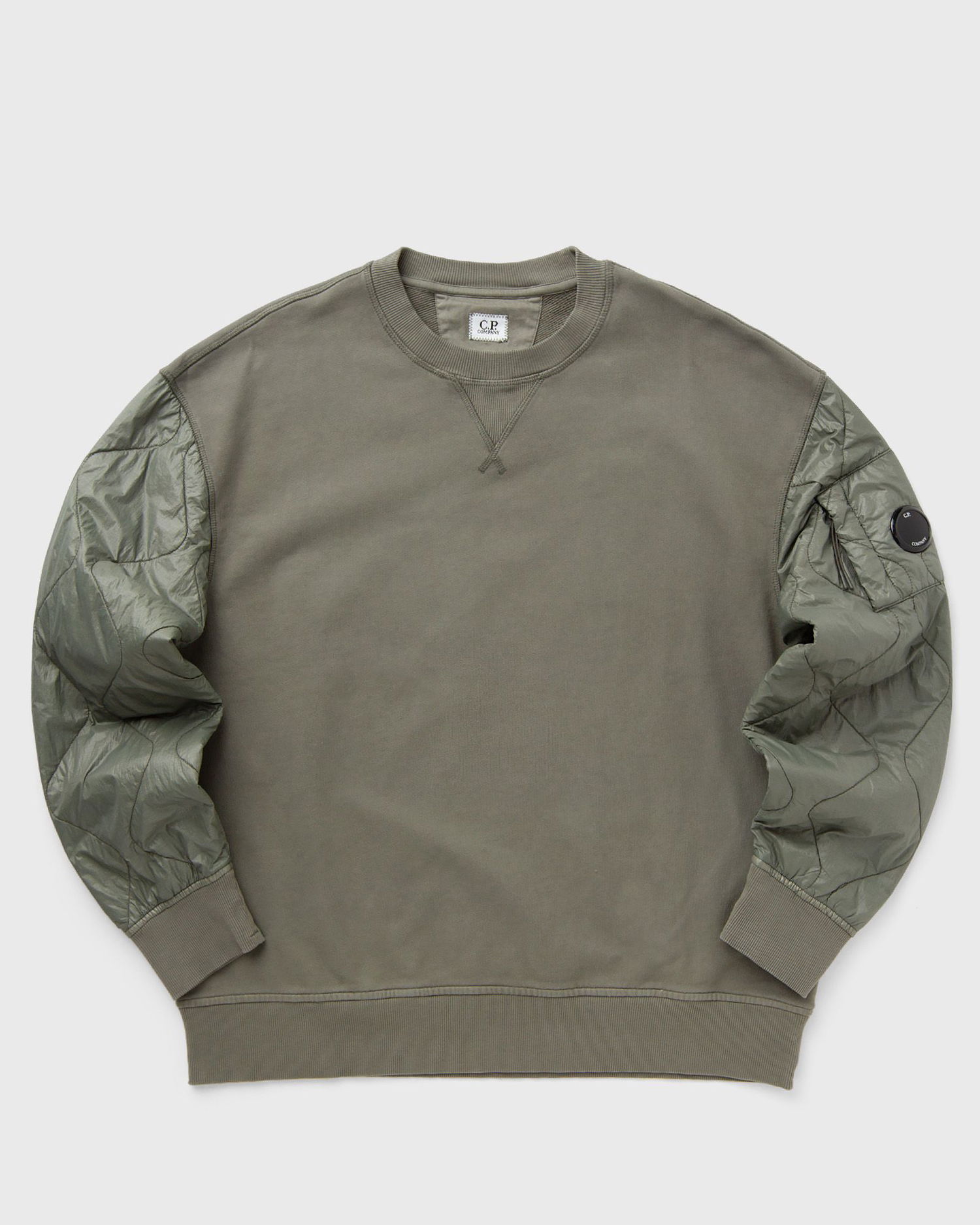 Mikina C.P. Company Diagonal Raised Fleece Mixed Quilted Crew Neck Sweatshirt Šedá | 17CMSS003A005835M-674, 0