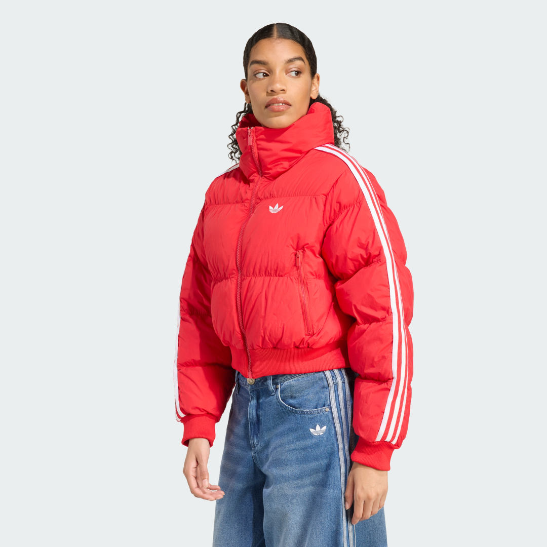Prešívaná bunda adidas Performance Adicolor Cropped Puffer Jacket Červená | JX2966, 0