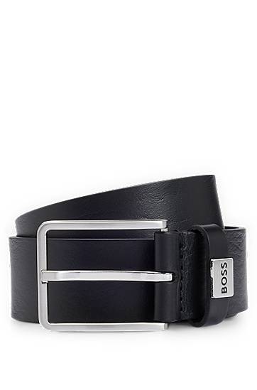 Opasok BOSS Italian-leather belt with logo keeper Čierna | 50529898