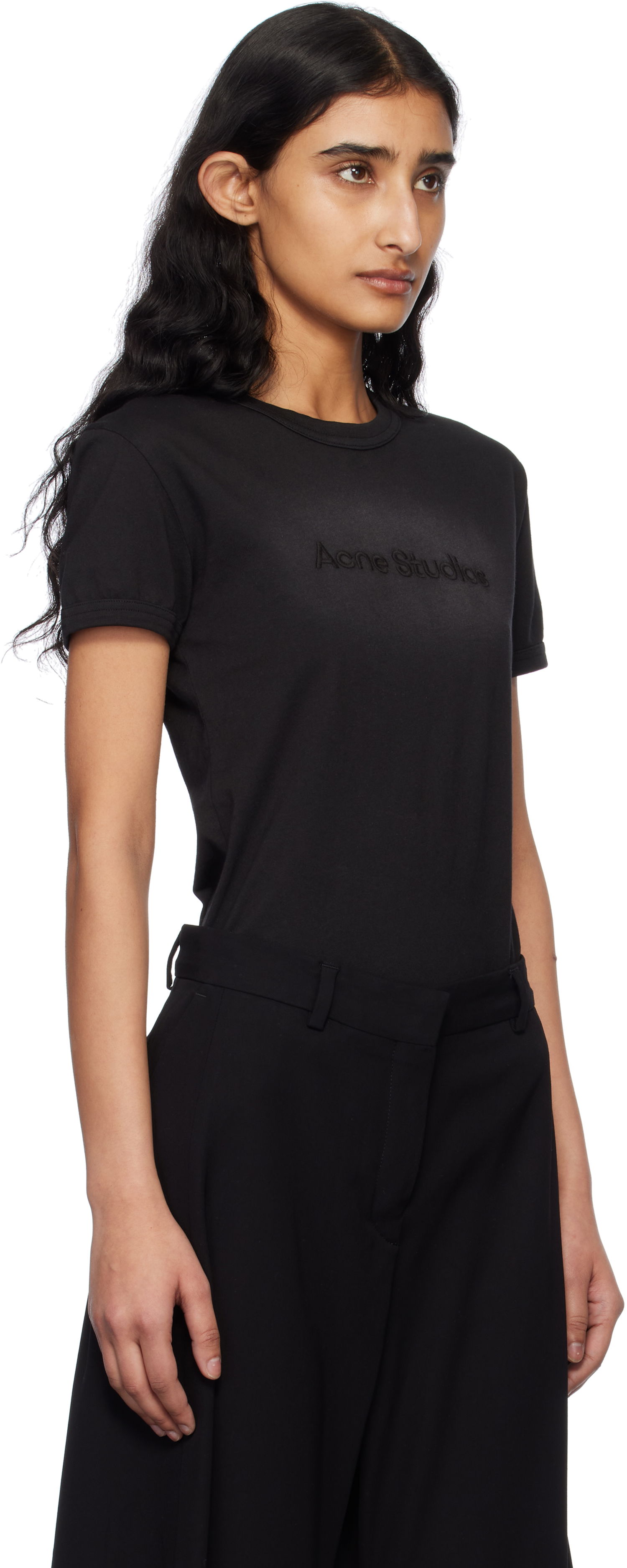 Tričko Acne Studios Acne Studios Fitted T-Shirt With Logo Čierna | AL0457-, 1
