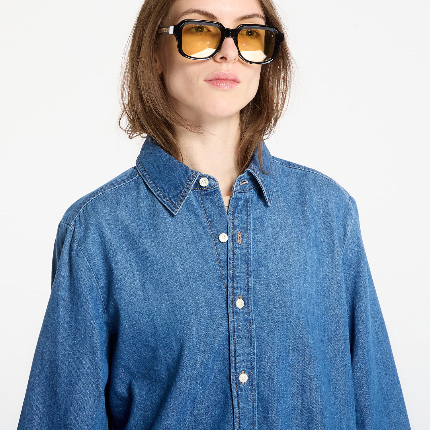 Košeľa CALVIN KLEIN Cropped Long Sleeve Shirt Modrá | LV047E902G YYK, 1