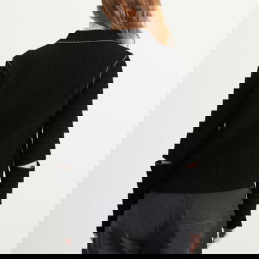 Sveter YMC Peeka Ribbed Knit Top with Collar and Cut-Out Sleeves Čierna | Q8ZML-BLK, 3