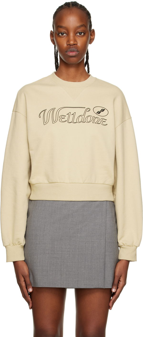 Mikina We11done Cursive Crop Sweatshirt Béžová | WD-TS3-22-860-W-BG, 0