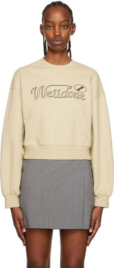 Mikina We11done Cursive Crop Sweatshirt Béžová | WD-TS3-22-860-W-BG, 0