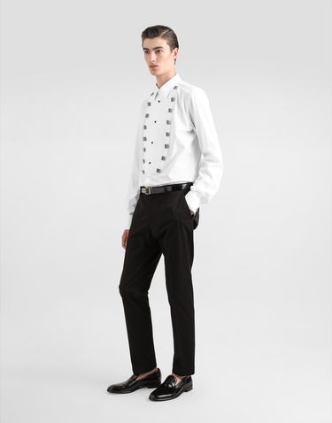 Košeľa Dolce & Gabbana Cotton Tuxedo Shirt With Jeweled Appliques Biela | G5MF9ZGI591S9001, 1