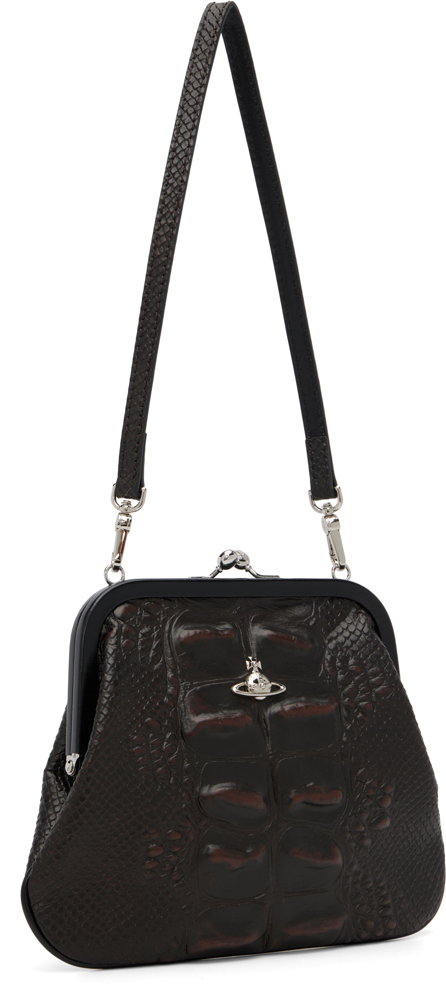 Kabelka Vivienne Westwood Vivienne's Orb-Logo Crocodile-Effect Frame Clutch Bag Hnedá | 4B01001BW-L00BO-, 1