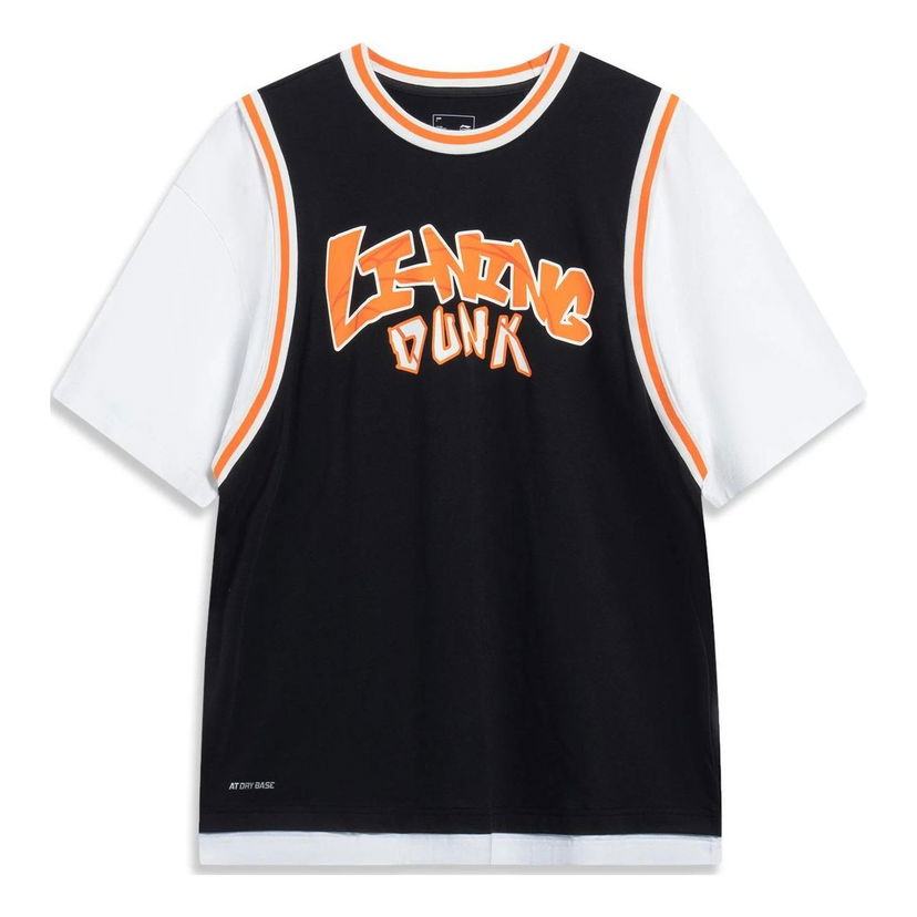 Dres Li-Ning Hoops Graphic Faux Two Piece T-shirt Čierna | AHST573-1