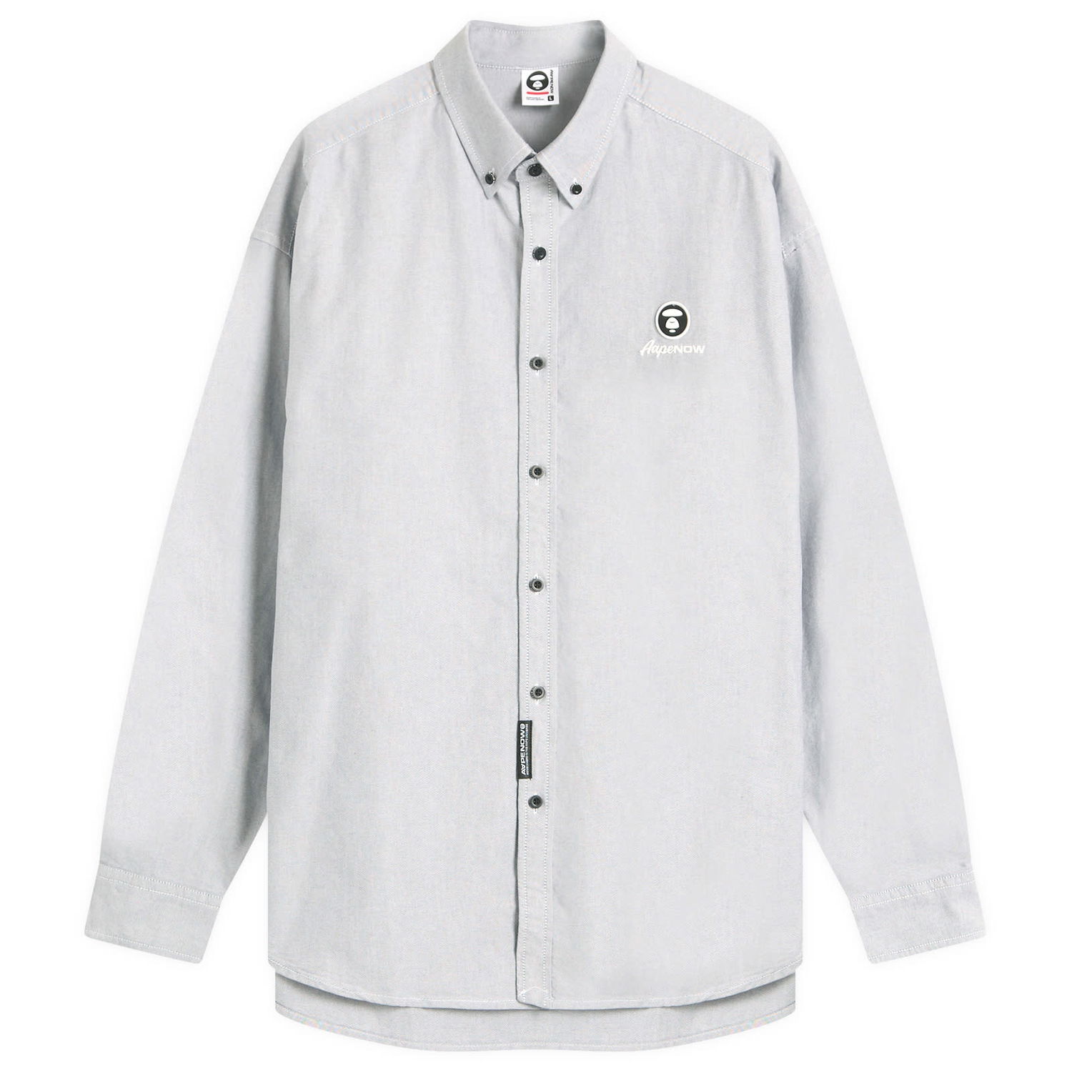 Košeľa AAPE by A Bathing Ape AAPE Now Solid Oxford Shirt, Size Large Šedá | AAPSTM8512XX-BLK, 1