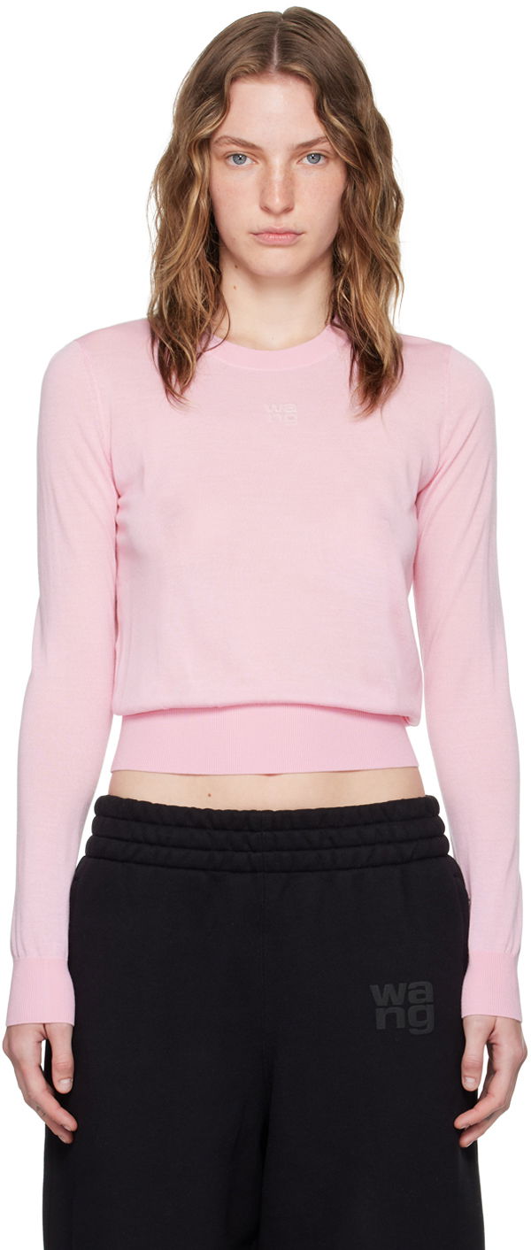 Sveter Alexander Wang Embossed Logo Slim Fit Sweater Ružová | 4KC3241038, 0