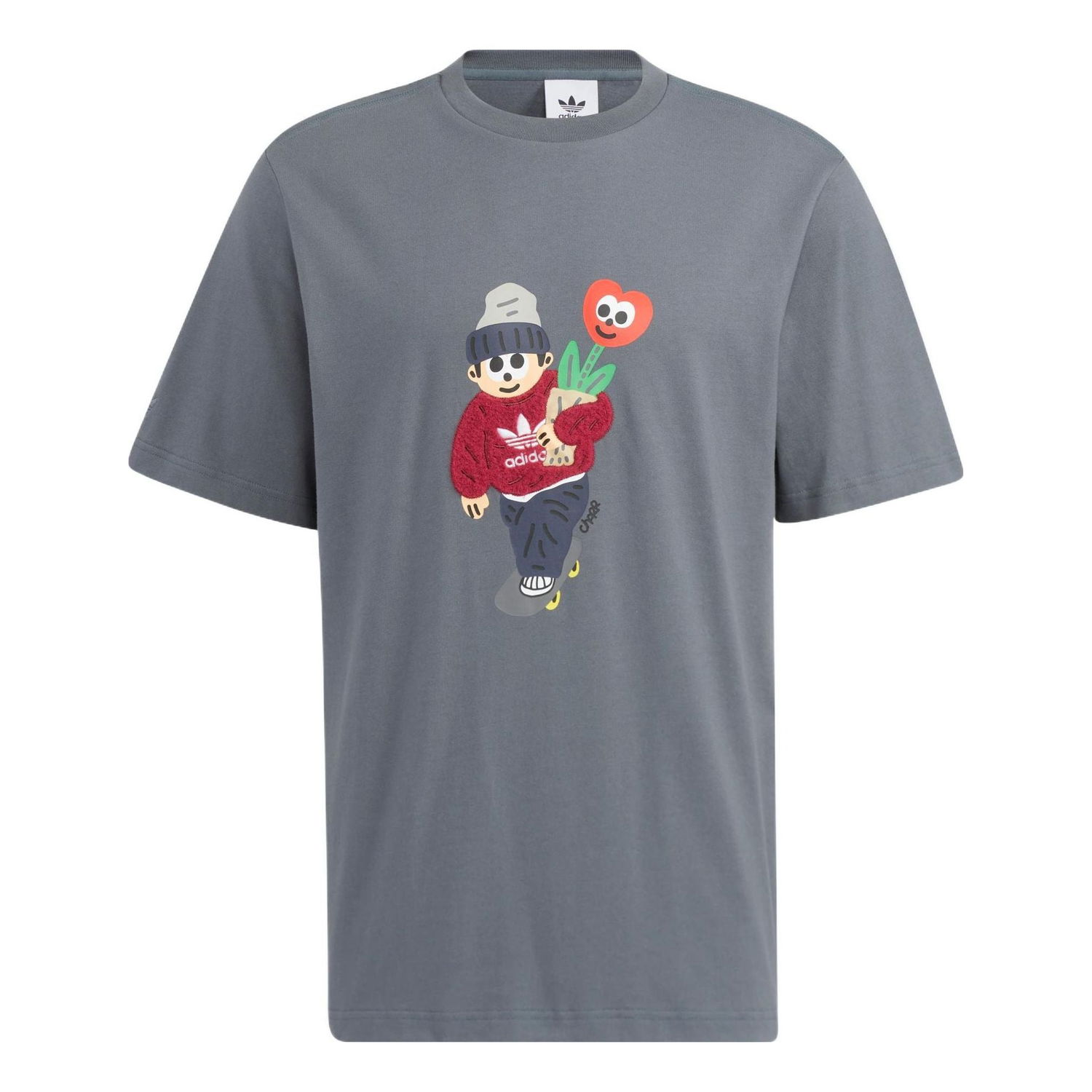 Tričko adidas Originals adidas Originals x Charr Morita Crossover Valentine's Day T-Shirt Šedá | HR3475, 0
