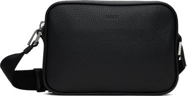 Taška cez rameno BOSS BOSS Embossed-Logo Leather Reporter Bag Čierna | 50536151, 0