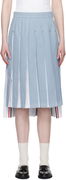 Thom Browne Pleated Denim Midi Skirt