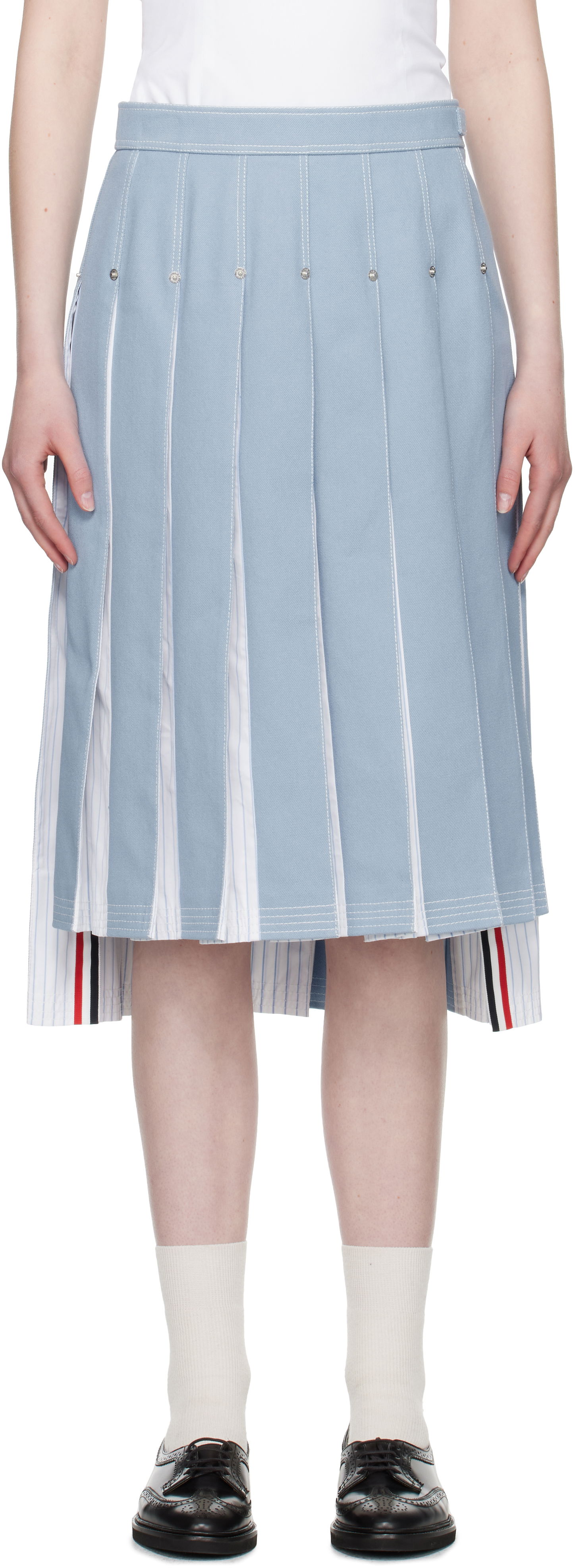 Sukňa Thom Browne Thom Browne Pleated Denim Midi Skirt Modrá | FGC441U-F0950, 0