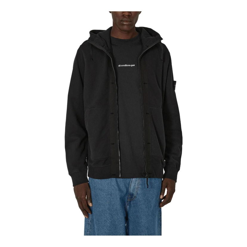 Mikina Stone Island Stone Island Logo Patch Zip Hoodie Čierna | 791560477-V0029