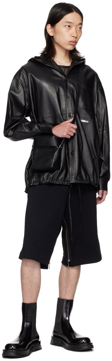 Bunda Helmut Lang Hooded Leather Shirt Jacket Čierna | O05HM595, 3