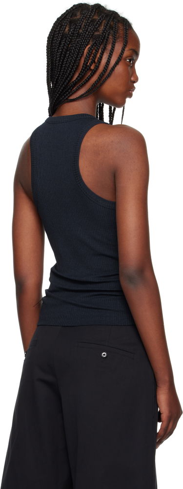 Tielko MAISON KITSUNÉ Maison Kitsuné Baby Fox Patch Ribbed Tank Top Navy | OW00604KJ0134, 2