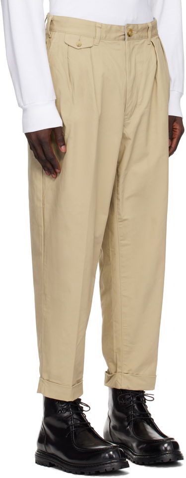 Nohavice BEAMS BEAMS PLUS 2 Pleats Twill Trousers Béžová | 38230097874, 1