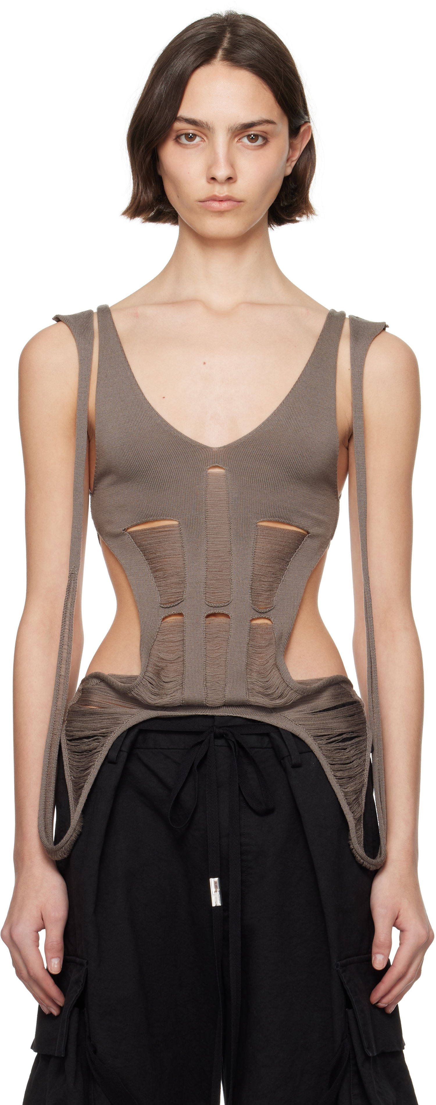 Tielko Rick Owens Rick Owens Hollywood Tanja Long Tank Top Šedá | RO01E7644 KGRIDM, 0