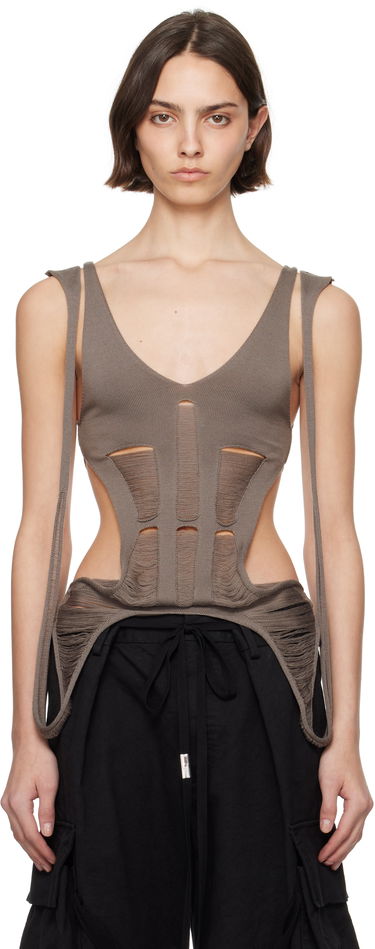 Tielko Rick Owens Rick Owens Hollywood Tanja Long Tank Top Šedá | RO01E7644 KGRIDM, 0