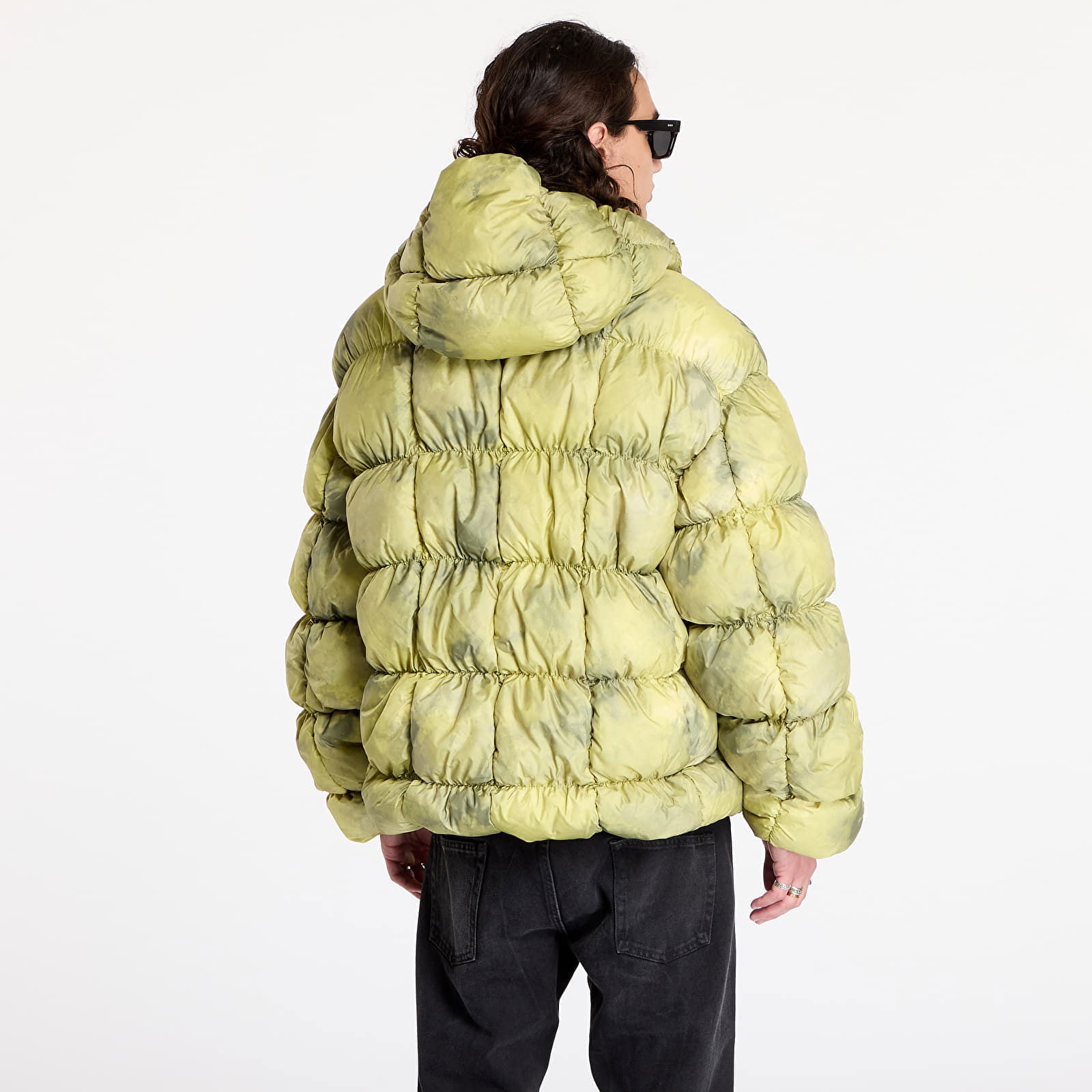 Jacket Sport Patch Square Quilted Puffer Jacket Lime Green L