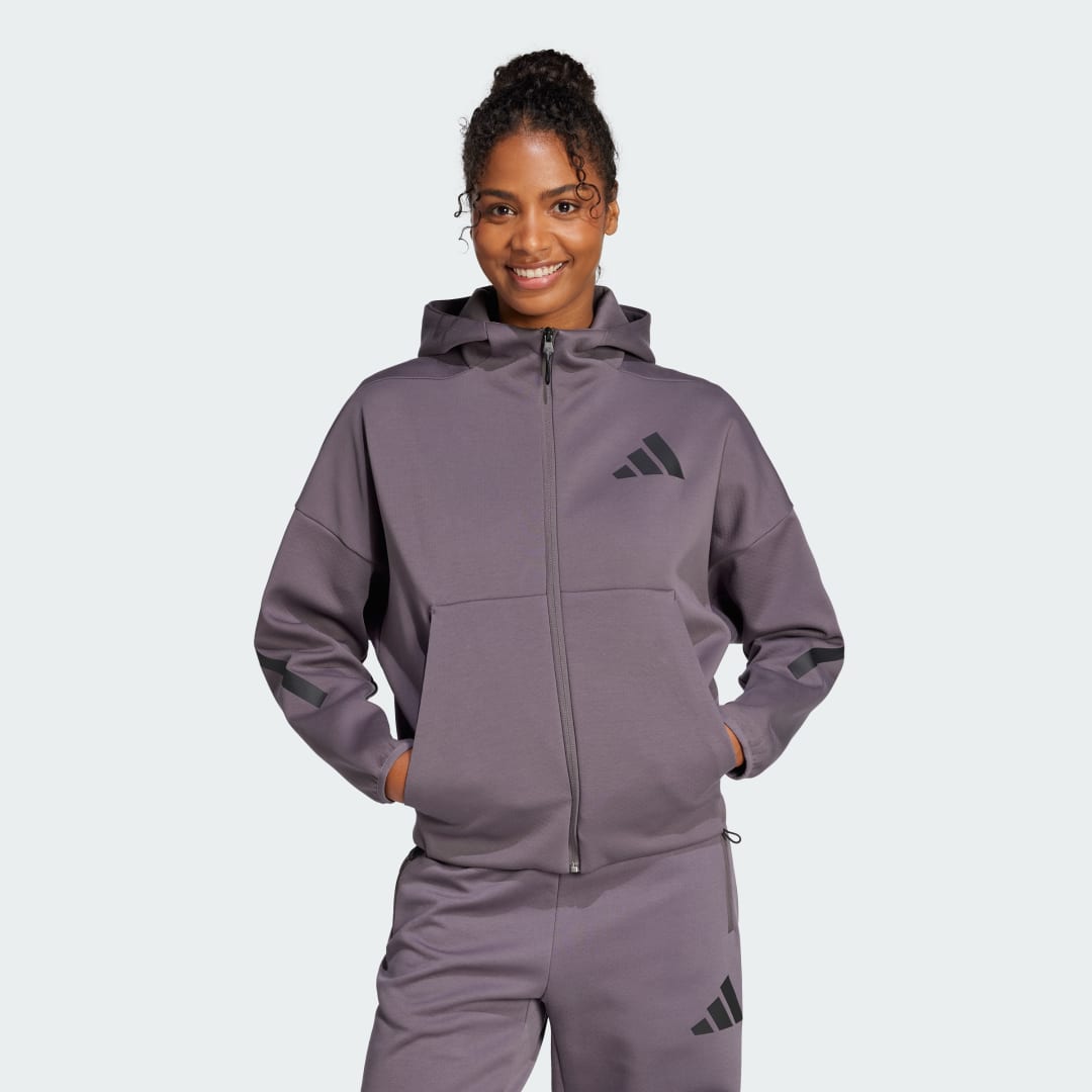 Mikina adidas Performance Z.N.E. Full-Zip Training Hoodie Fialová | JD5985, 0
