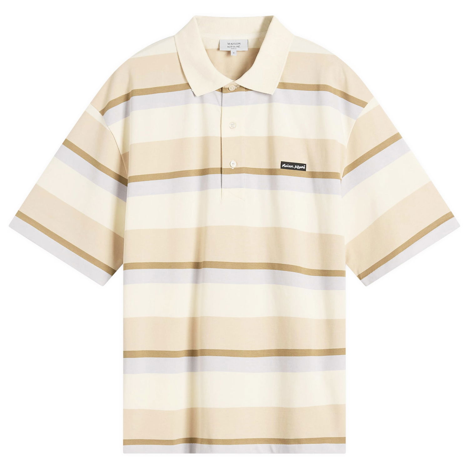 Polo tričko MAISON KITSUNÉ Maison Kitsuné Striped Oversize Polo Béžová | OM00206KJ7019-0233, 0