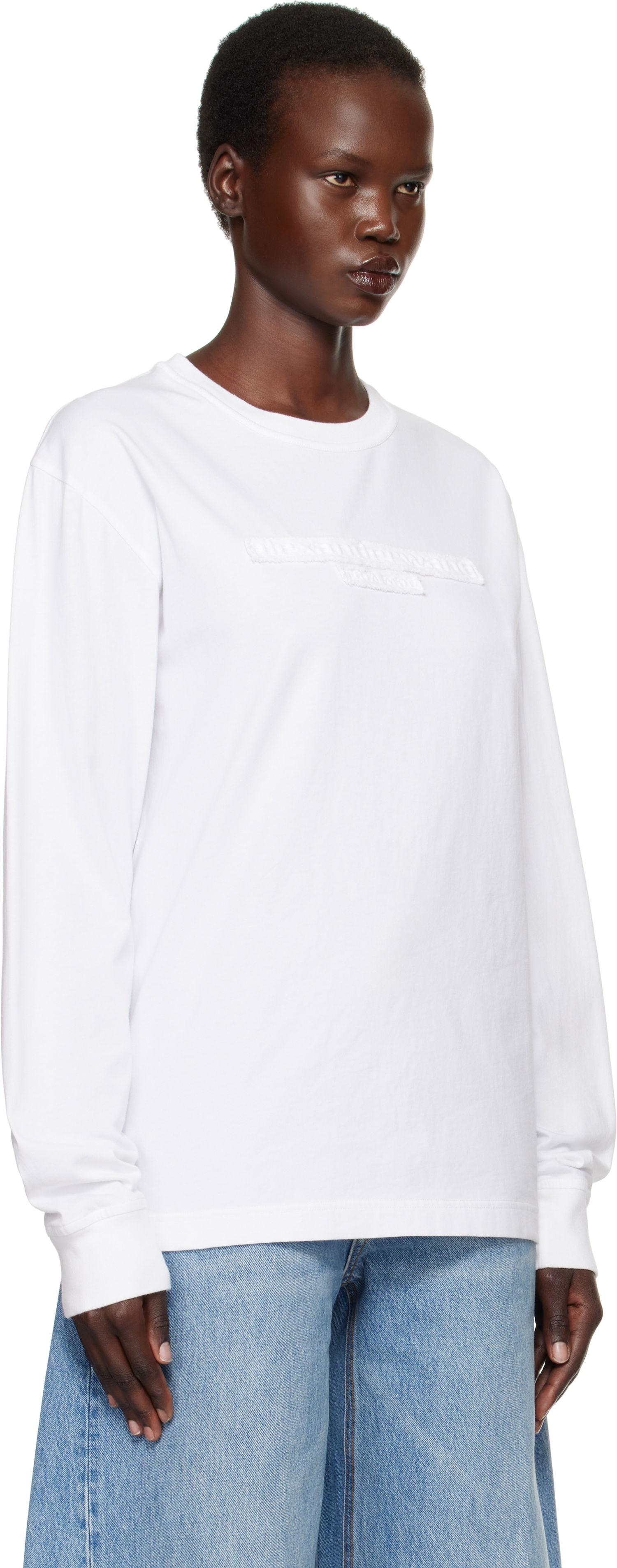 Tričko Alexander Wang Distressed Logo Long Sleeve T-Shirt Biela | UCC1251787, 1