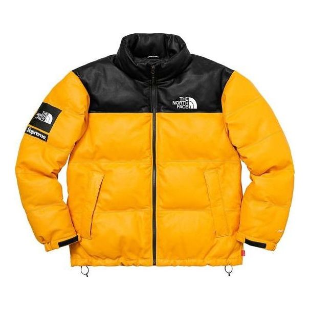 Prešívaná bunda Supreme Nuptse Leather  Jacket Žltá | SUP-FW17-618, 0