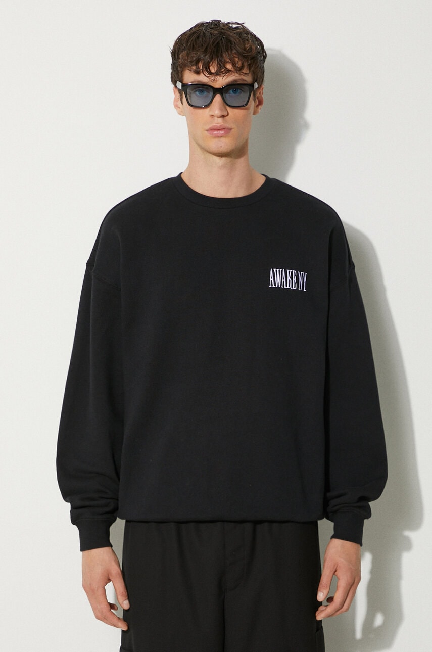 Mikina Awake NY Awake NY Awake Crewneck Cotton Sweatshirt with Logo Čierna | SP24.CN002, 0