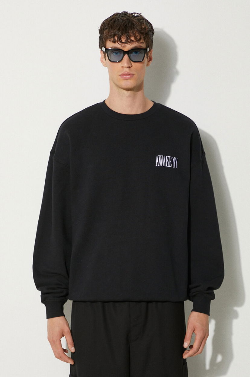 Mikina Awake NY Awake NY Awake Crewneck Cotton Sweatshirt with Logo Čierna | SP24.CN002