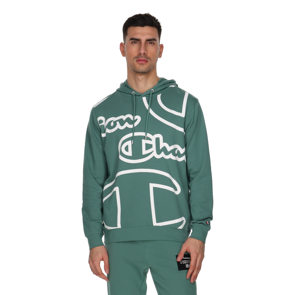 Mikina Champion Easy Hoodie All-over Graphic Print Zelené | 220531-GS501, 0