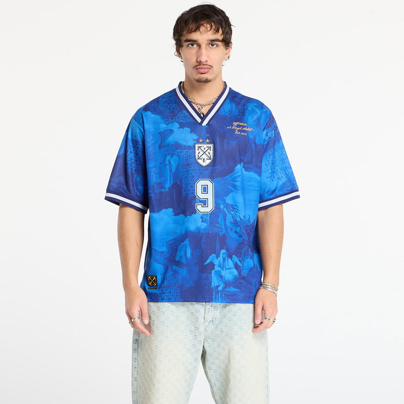 Dres Off-White World Paint Soccer S/S Tee Modrá | OMAD00SF25JER0034610