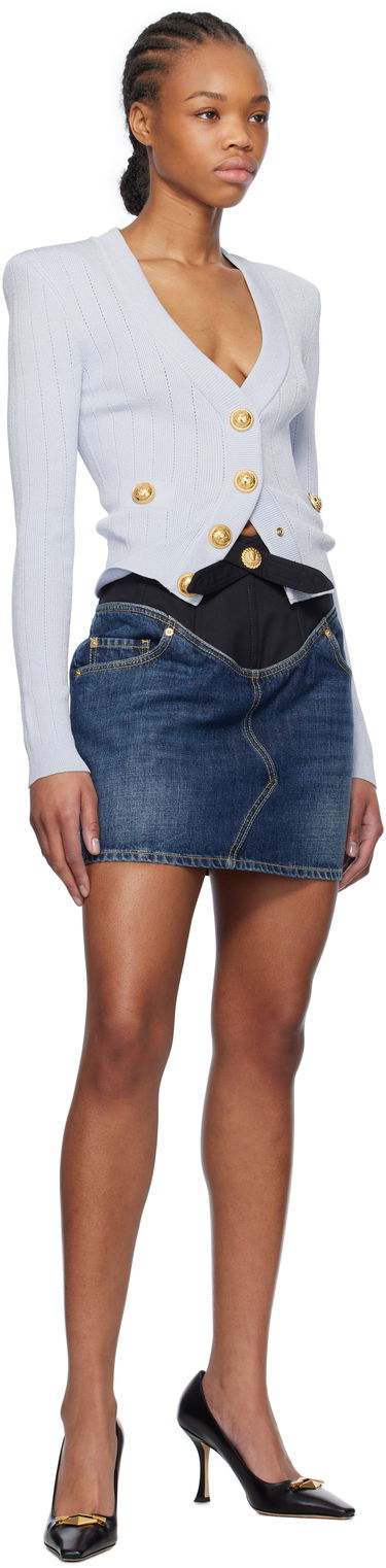 Sukňa Balmain Balmain Crêpe and Denim Miniskirt Modrá | EF1LBA56DF25, 3