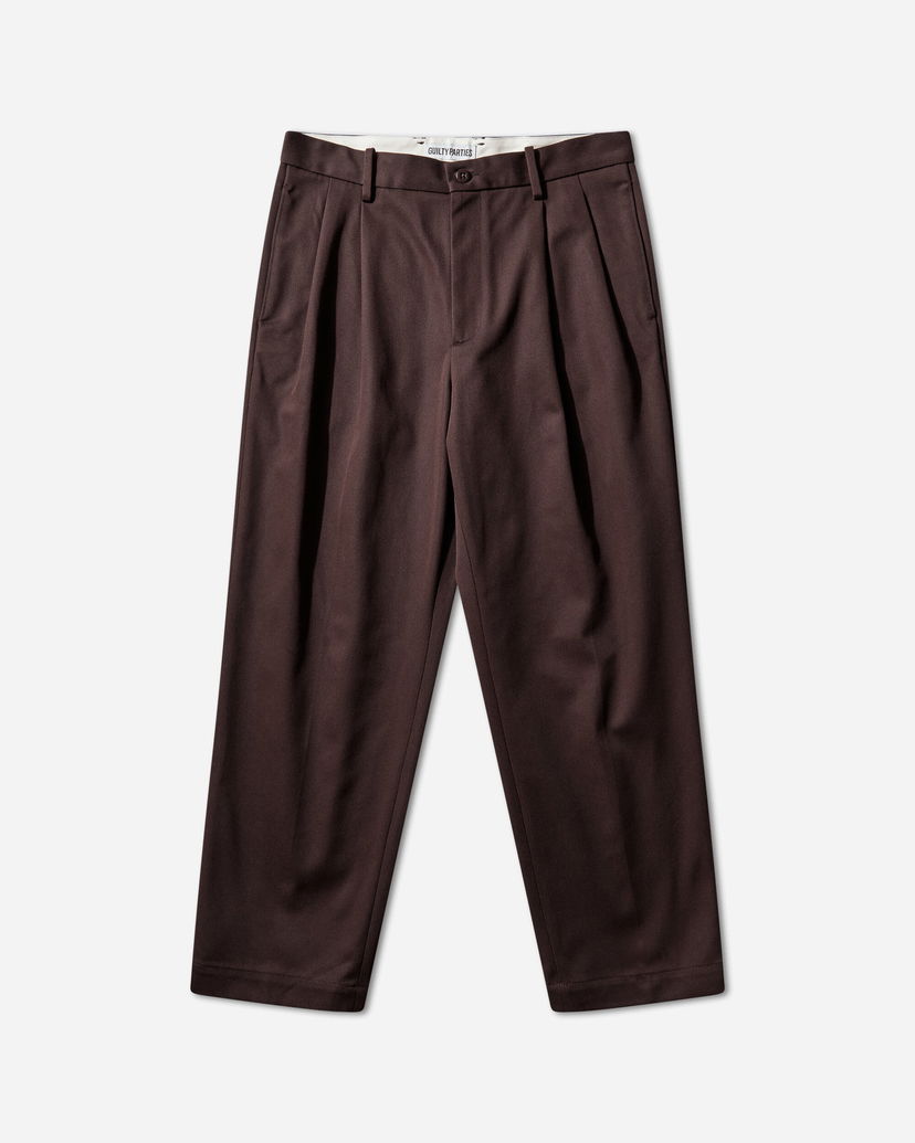 Nohavice WACKO MARIA Double Pleated Chino Trousers Type-1 Hnedá | 25FW-WMP-PT01 BURGUNDY