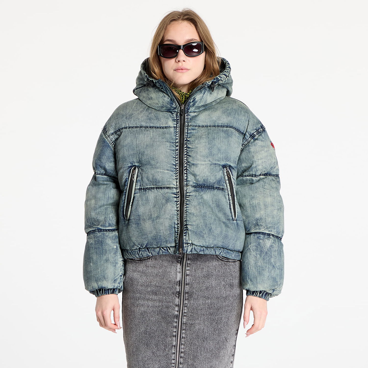 Prešívaná bunda Diesel Diesel W-Aves Cropped Puffer Jacket Modrá | A14549_0SKAI Blue, 0