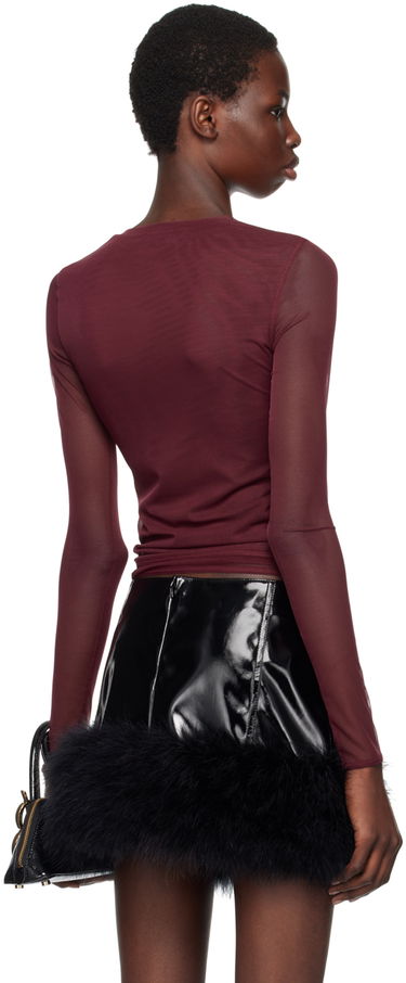 Tričko Blumarine Rhinestone Long Sleeve T-Shirt Vínová | A422T074A, 2