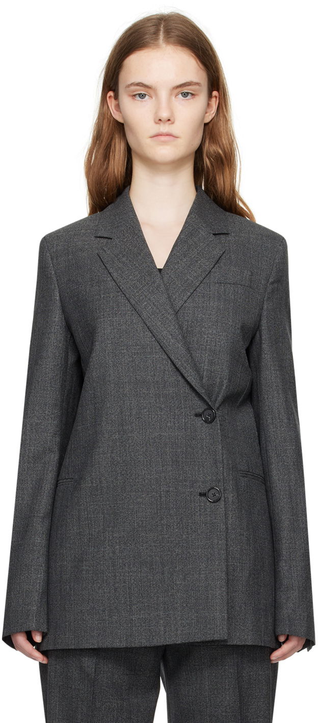 Bunda TOTEME TOTEME Off-Center Wrap Blazer Šedá | 242-WRZ1916-FB0110, 0