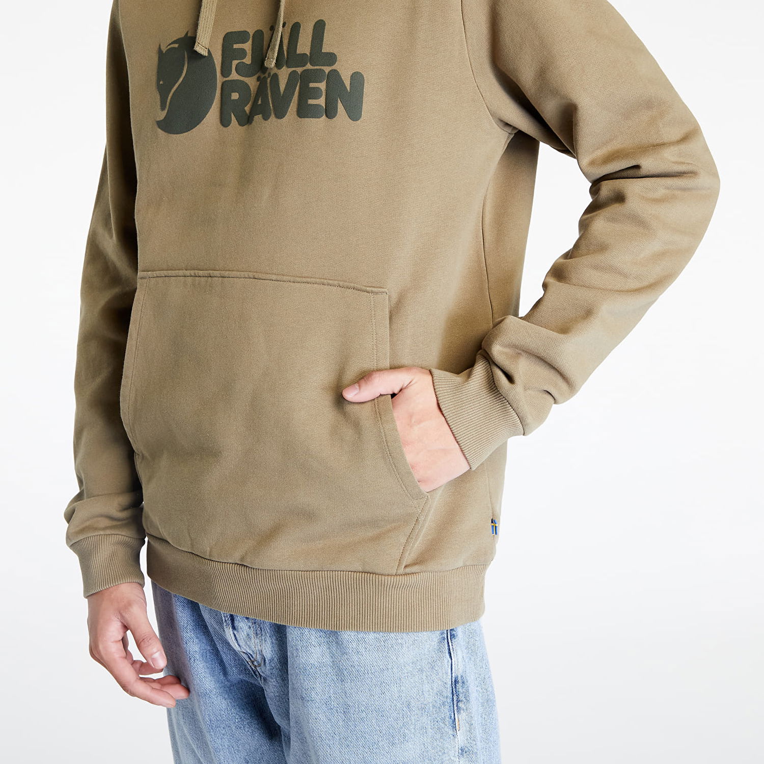 Mikina FJÄLLRÄVEN Logo Hoodie M Béžová | F84144-622, 1