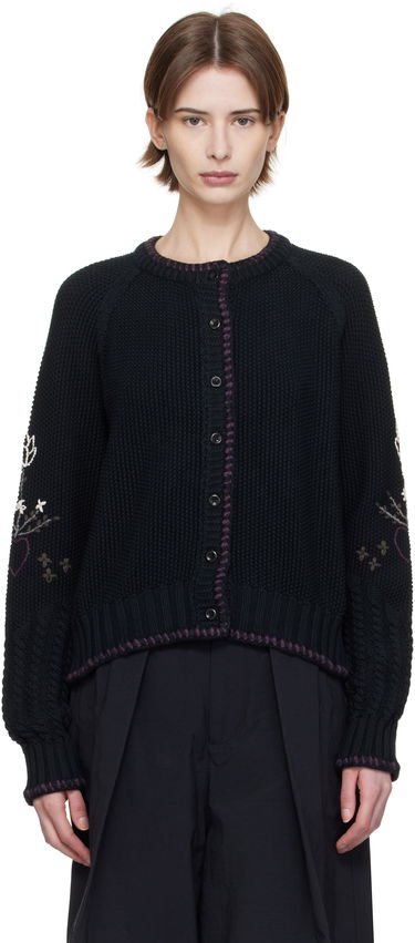 Sveter YMC YMC Lotus Embroidered Cardigan Čierna | Q8XMK, 0