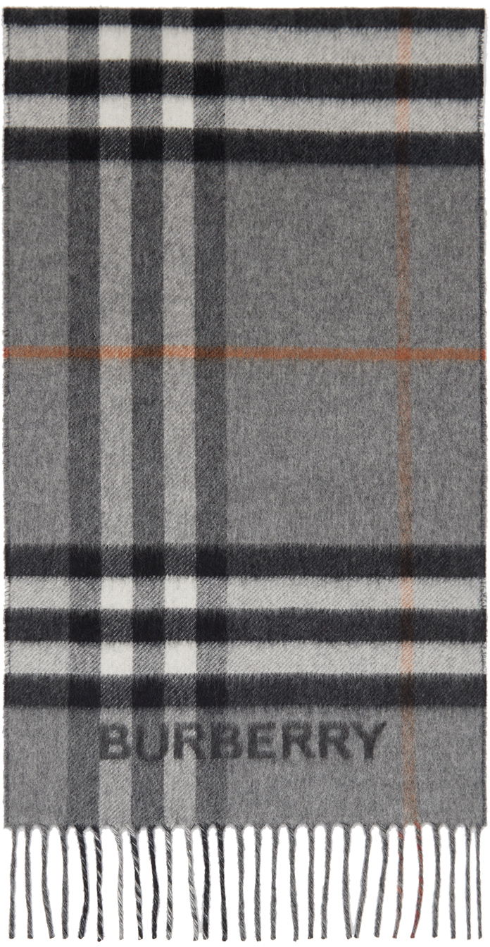 Contrast Check Scarf Gray