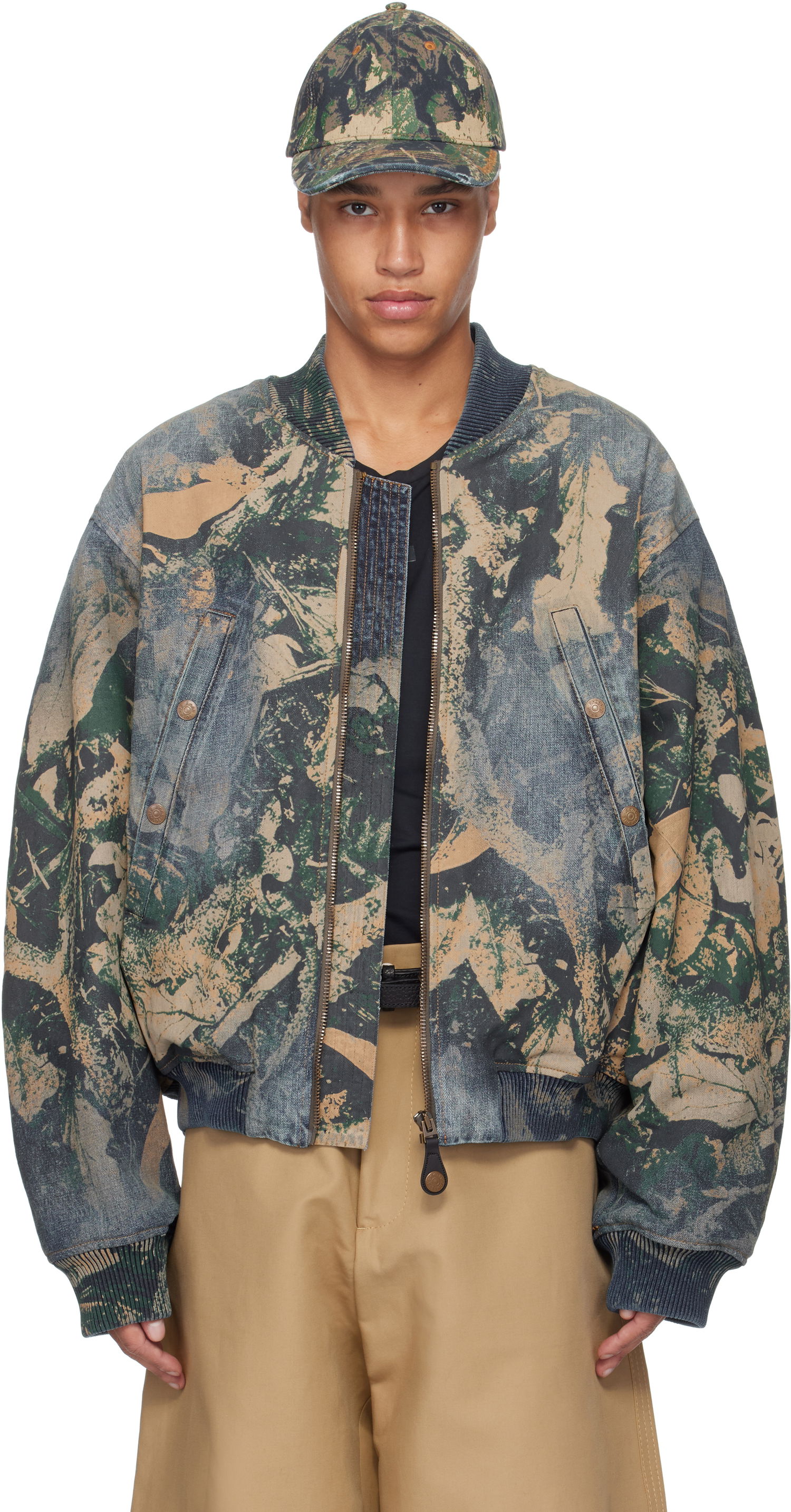 Bomber bunda Acne Studios Acne Studios Printed Denim Bomber Jacket Modrá | B90807-, 0