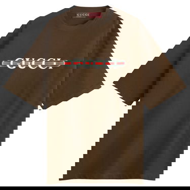Tričko Gucci Men's Interlocking Logo Heavy Cotton T-Shirt Size Large Hnedá | 798115-XJHDG-2240, 1
