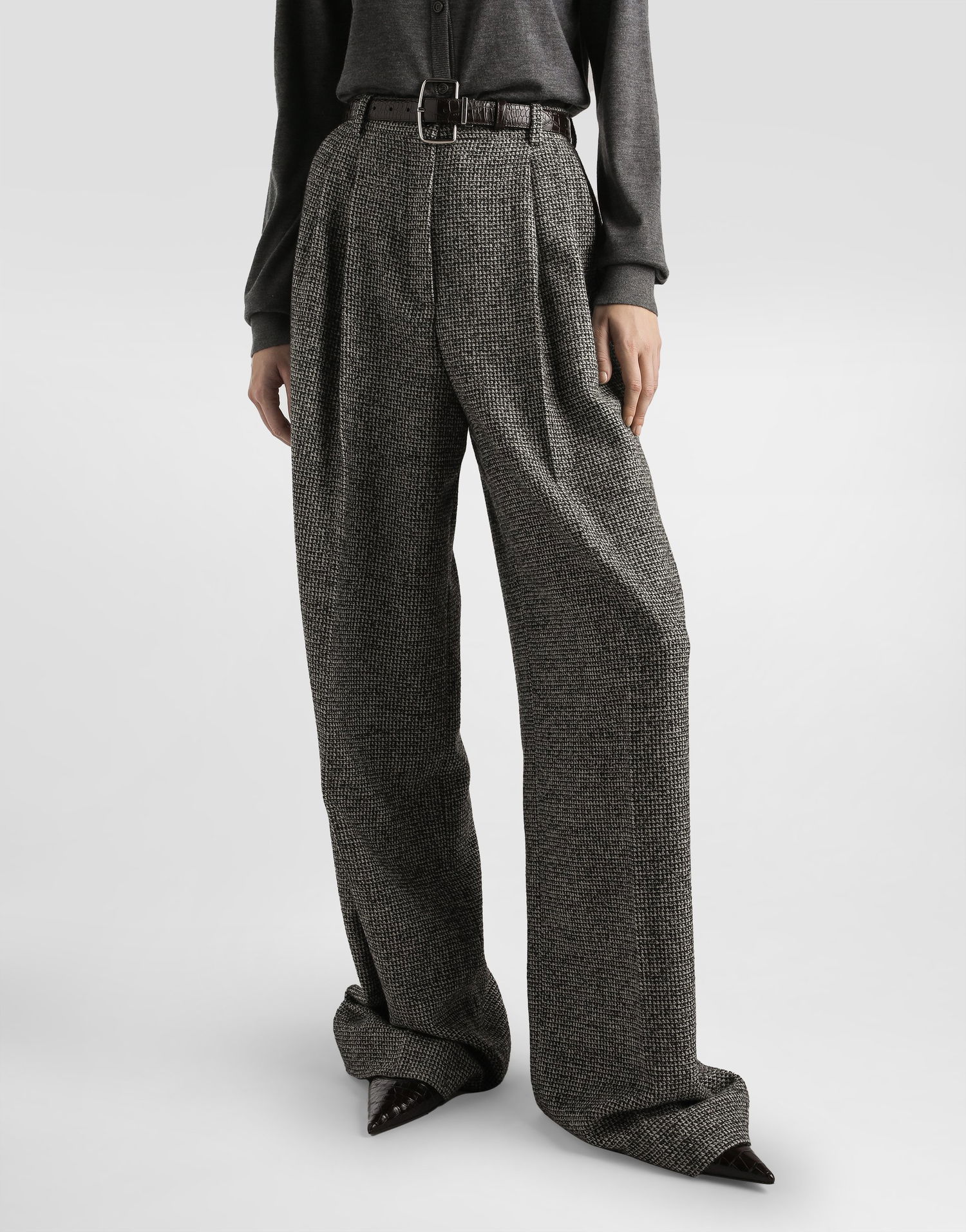 Nohavice Dolce & Gabbana Dolce & Gabbana Wool Blend Dotted Print Trousers Šedá | FTC3MTFMZATS8030, 1