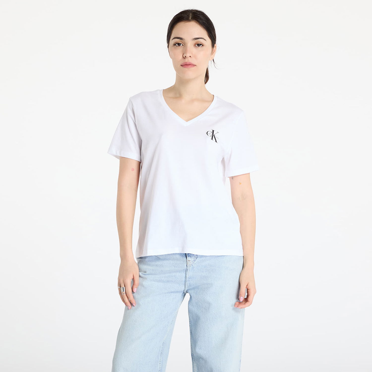 Tričko CALVIN KLEIN Calvin Klein Jeans Women's V-Neck T-Shirt, 2-Pack Čierna | LV047C906G UB1, 1