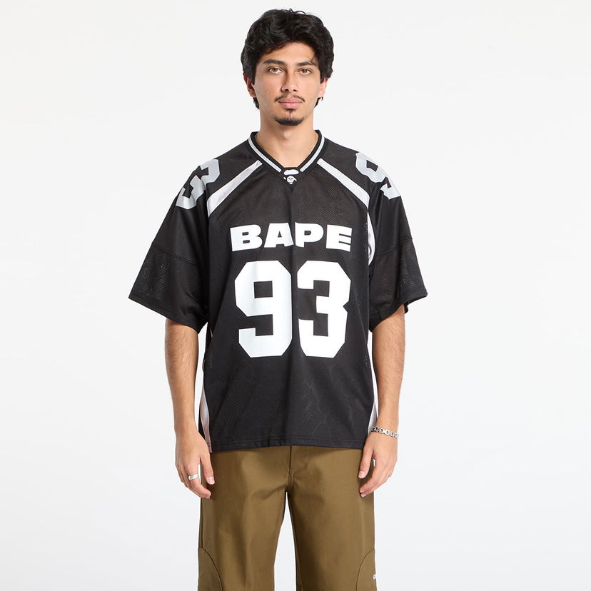 Dres BAPE Line Camo Jacquard Relaxed Fit Football Jersey Čierna | 001CSL801312MBLK