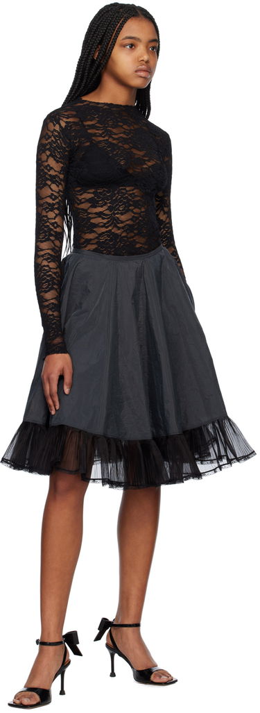 Sukňa We11done We11done Flared Midi Skirt with Tulle Čierna | WD-SK1-23-023-W-BK, 3